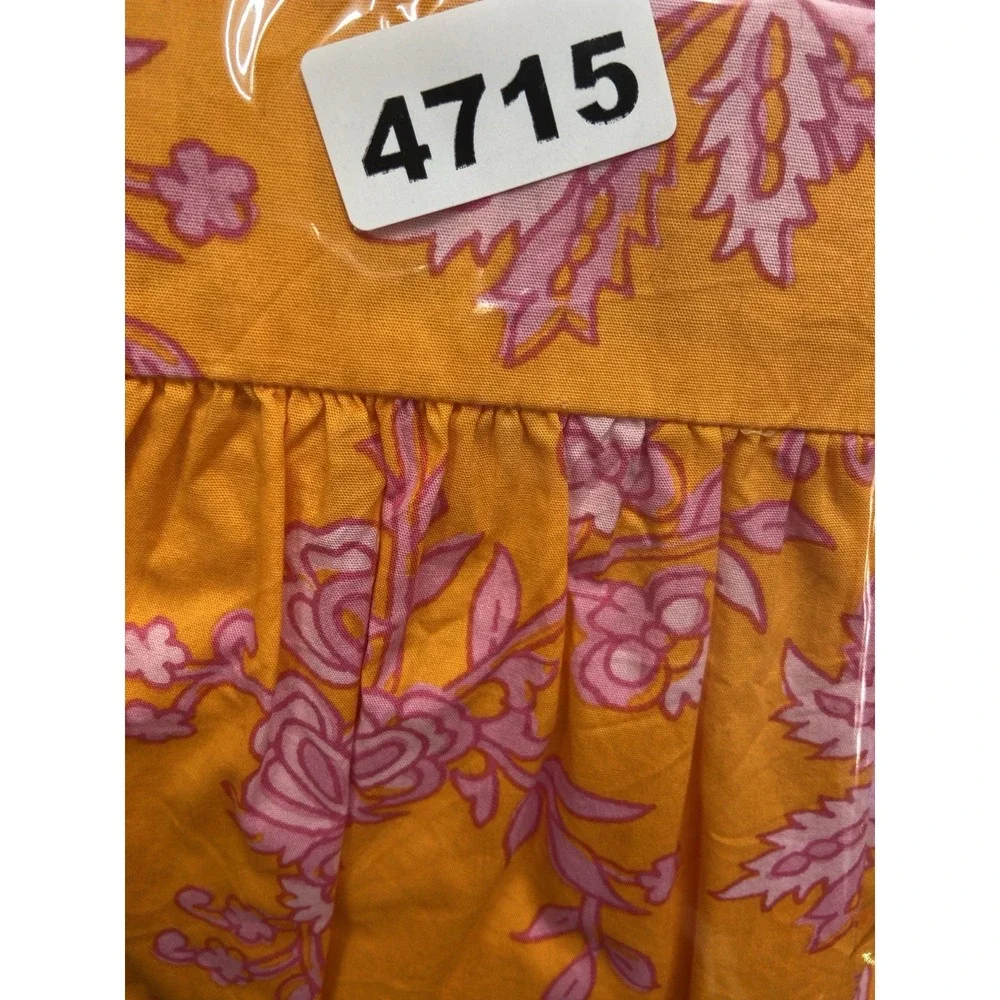 J Crew Womens Dress Size 6 Orange‎ Flowers Cotton Casual Cottagecore Romantic